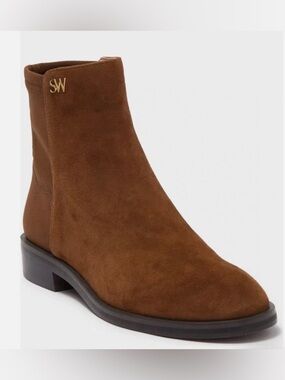 Stuart Weitzman Kye Brown Toffee Suede Ankle Bootie Boots